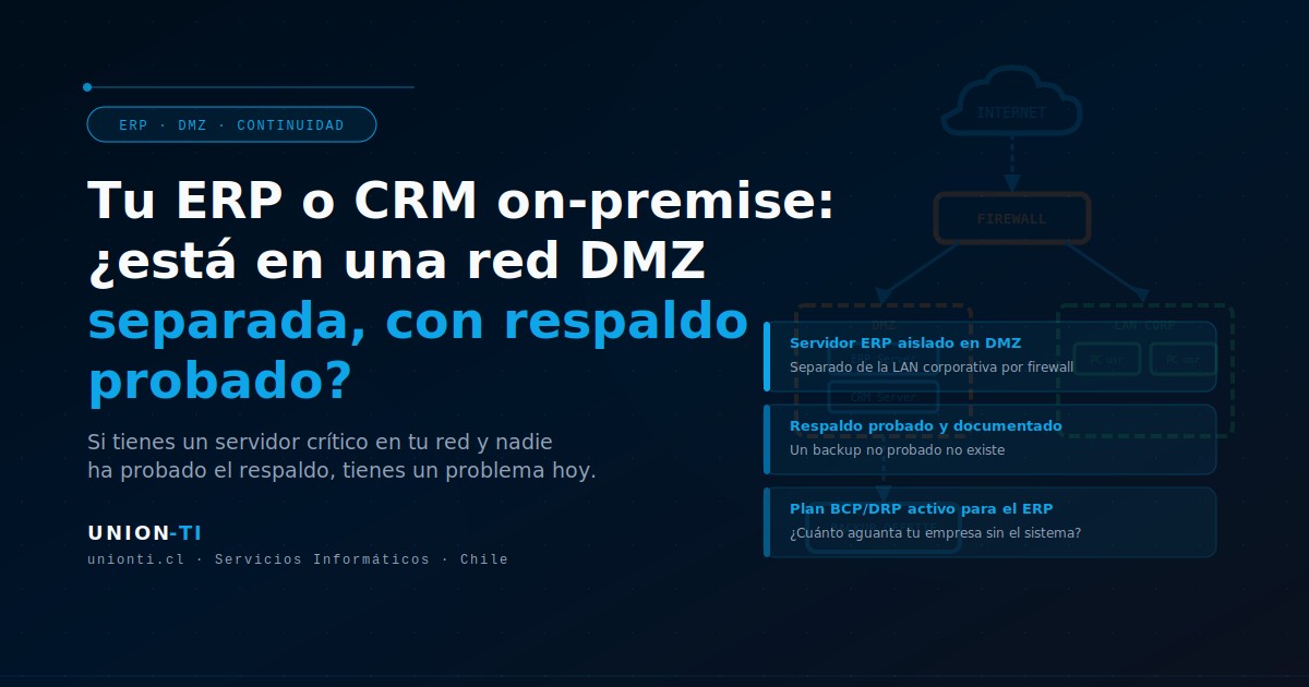 Tu ERP o CRM on-premise: ¿está en una red DMZ separada y con respaldo probado?
